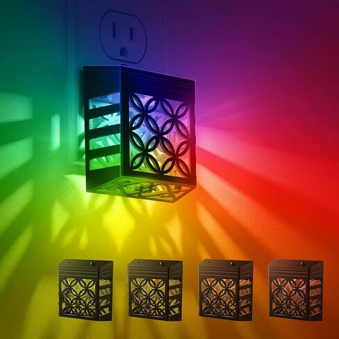 مصابيح ليلية من لوهاس يتم توصيلها بالحائط، 4 عبوات من الإضاءة الليلية المتغيرة، قم بتوصيل ضوء الليل للأطفال، تغيير 8 ألوان، إضاءة ليلية RGB مع مستشعر الغسق إلى الفجر، ديكور منزلي لغرفة الأطفال، المدخل in Kuwait