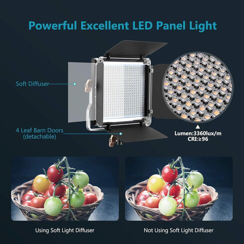 Neewer Advanced 2.4G 480 LED Video Light, Dimmable Bi-Color LED Panel with LCD Screen and 2.4G Wireless Remote in Saudi Arabia