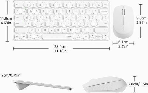 Rapoo 9010M Multi-Device Keyboard and Mouse Combo, 2.4GHz/Bluetooth 5.0/4.0 Wireless Keyboard & Mouse Set for Windows/Mac/Linux/Chrome, Support 4 Devices, Low-Profile Silent Click, Battery Powered in Saudi Arabia