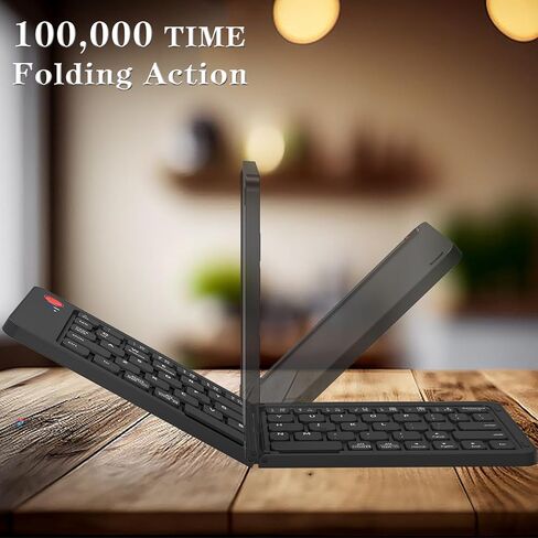 Foldable Keyboard and Mouse,Wireless Keyboard Mouse Combo with Portable Case, Rechargeable Bluetooth Travel Multi-Device Keyboard Mouse for Windows iOS Android, PC/Laptop/Ipad/Tablet in Saudi Arabia