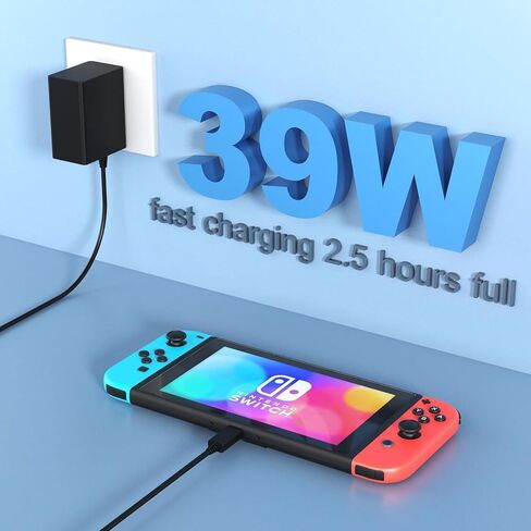 Charger for Nintendo Switch 15V/2.6A 39W,AC Power Supply Adapter for Nintendo Switch, USB Type C Fast Charger for Nintendo Switch Supports Dock Station and TV Mode in Saudi Arabia