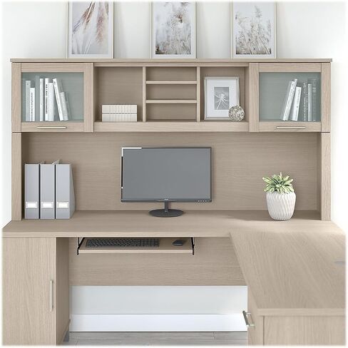 Bush Furniture Somerset 72W Desk Hutch in Hansen Cherry, Attachment with Shelves and Cabinets for Home Office in Saudi Arabia