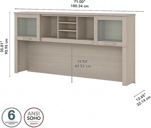 Bush Furniture Somerset 72W Desk Hutch in Hansen Cherry, Attachment with Shelves and Cabinets for Home Office in Saudi Arabia