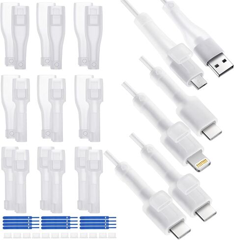 24 Pcs Silicone Charger Cable Protector with Dust Plugs Cable Ties for Phone USB C Charger Cable Protector Type C Charging Cord Protector for Cell Phone Charger in Saudi Arabia