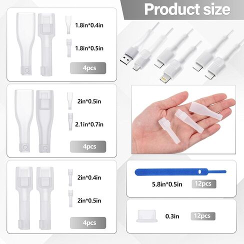 24 Pcs Silicone Charger Cable Protector with Dust Plugs Cable Ties for Phone USB C Charger Cable Protector Type C Charging Cord Protector for Cell Phone Charger in Saudi Arabia