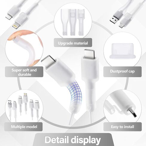 24 Pcs Silicone Charger Cable Protector with Dust Plugs Cable Ties for Phone USB C Charger Cable Protector Type C Charging Cord Protector for Cell Phone Charger in Saudi Arabia