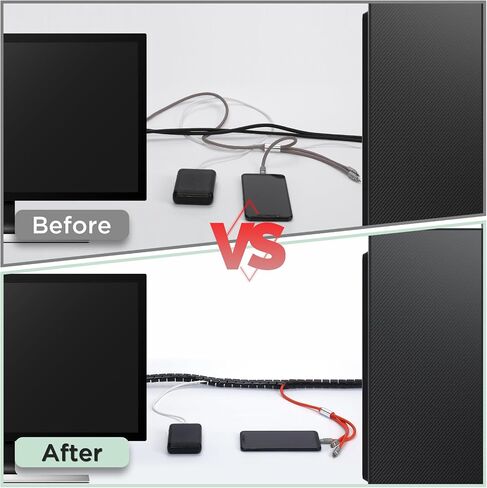Cable Management Sleeve 118 Inch at 20mm diameter (3 units of 40 Inch) for Protection and Organization, Zipper Spiral Clip Cable Organizer, Cable Organizer for Home, Pc, TV and cord storage Under Desk in Saudi Arabia