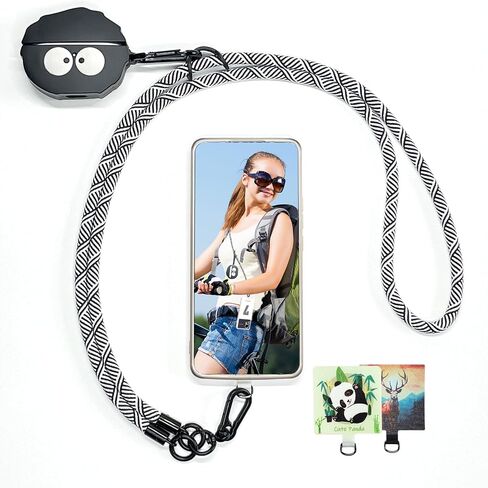 Cell Phone Lanyards Crossbody,Black Universal Phone Lanyard for Around The Neck,47 Inches Thick Rope Mobile Phone Case Charm Nylon Lanyard with Tether Patches, Keychain in Saudi Arabia