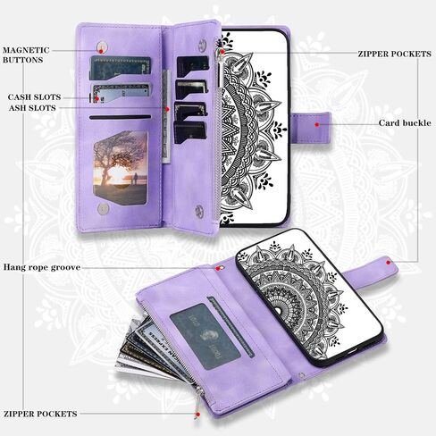 Crossbody Wallet Case for Samsung Galaxy A15 4G/5G, Leather Case with Lanyard Strap Wristlet Zipper Card Holder, Flip Phone case Cover for Samsung A15 4G/5G (Blue) in Saudi Arabia