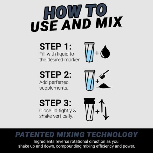 HELIMIX 1.5 Vortex Blender Shaker Bottle Holds Upto 20oz | No Blending Ball or Whisk | USA Made | Portable Pre Workout Whey Protein Drink Shaker Cup | Mixes Cocktails Smoothies Shakes | Top Rack Safe in Saudi Arabia
