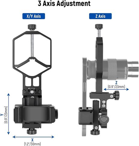 NEEWER 3 Axis Telescope Phone Adapter, Metal Anti Shake Adjustable Spotting Scope Phone Mount Holder for Binocular Monocular with 30-55mm Diameter Eyepieces, Compatible with iPhone Samsung, PA015 in Saudi Arabia