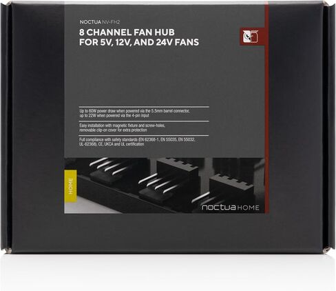 Noctua NV-FH2, 8 Channel Fan Hub for 5V, 12V, and 24V Fans, up to 60W Total with Optional 5.5mm Barrel Connector Power Supply (Black) in Saudi Arabia