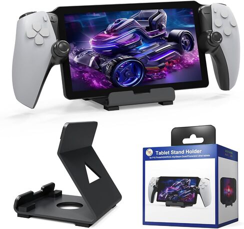Alloy Stand Designed for PlayStation Portal Handheld Console,Super Sturdy Gaming Accessories Storage Holder Stand Bracket Compatible with Switch/Steam Deck/ROG/and Mobile Phones (Black) in Saudi Arabia