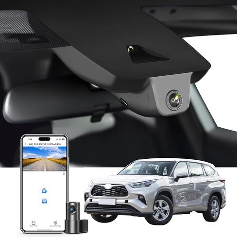 كاميرا أمامية 4K وخلفية 1080 بكسل مناسبة خصيصًا لسيارة Toyota Highlander & Hybrid Gen4 UX70 2020 2021 2022 2023 2024 (الطراز A)، XLE XSE Limited Platinum، مظهر OEM متكامل، تطبيق وواي فاي، بطاقة 128 جيجابايت in Saudi Arabia