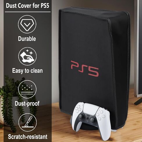 KAYCROWN PS5 Dust Cover, Anti-Scratch Waterproof Washable for PS5 Game Console Protector, Dust Guard Cover with Back Cable Port for Playstation 5 Console Digital Edition & Disk Version in Saudi Arabia