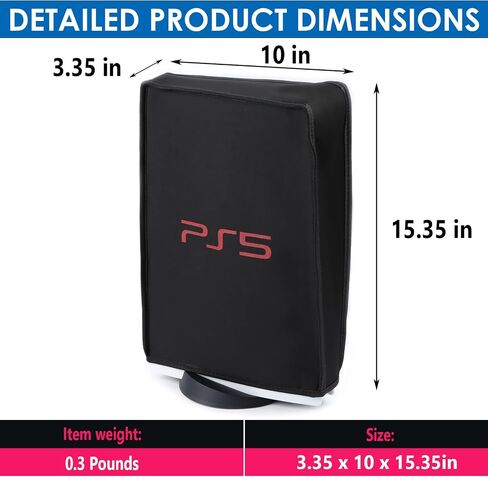 KAYCROWN PS5 Dust Cover, Anti-Scratch Waterproof Washable for PS5 Game Console Protector, Dust Guard Cover with Back Cable Port for Playstation 5 Console Digital Edition & Disk Version in Saudi Arabia