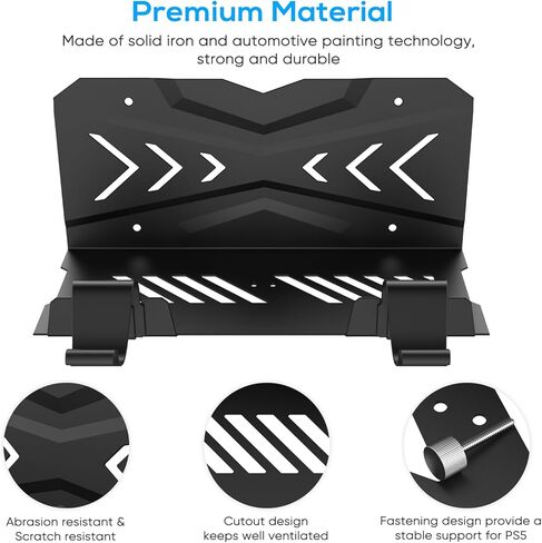 حامل جداري من جوريكسر لوحدة تحكم PS5 Slim/PS5، طقم تثبيت على الحائط مع حاملي وحدة تحكم قابلين للفصل وحامل سماعة رأس، معدن صلب مع ملحقات إصدار Playstation 5 الرقمية/القرص، سهل التركيب in Kuwait