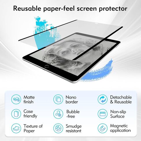 Magnetic Paper Screen Protector for iPad 10th Gen 2022(10.9-inch), Matte Screen Protector for iPad 10th generation(2022) 10.9-inch, Write and Draw Like on Paper, Anti-Glare Screen Protector in Saudi Arabia