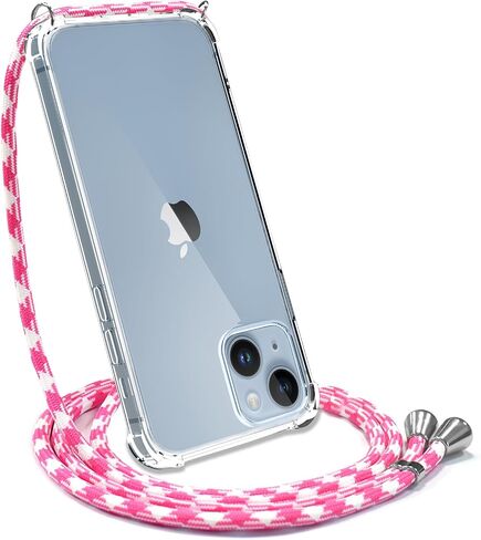 YESPURE Crossbody Case for iPhone 14 Lanyard Strap Crystal Clear Cover for Women Soft TPU Bumper Transparent Shockproof Anti-Yellowing Phone Case for iPhone 14 - Black White Gray in Saudi Arabia