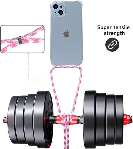 YESPURE Crossbody Case for iPhone 14 Lanyard Strap Crystal Clear Cover for Women Soft TPU Bumper Transparent Shockproof Anti-Yellowing Phone Case for iPhone 14 - Black White Gray in Saudi Arabia