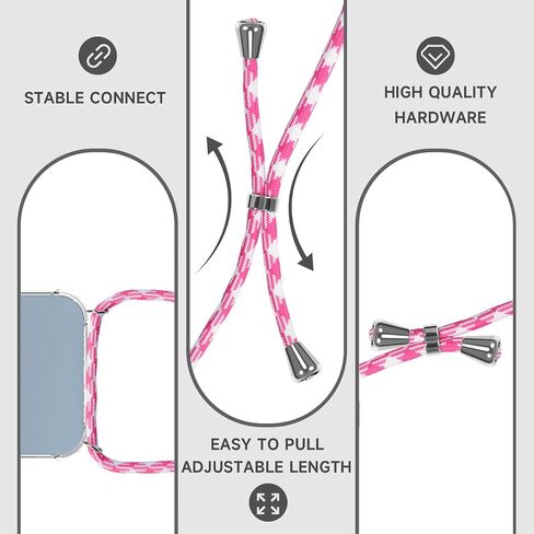 YESPURE Crossbody Case for iPhone 14 Lanyard Strap Crystal Clear Cover for Women Soft TPU Bumper Transparent Shockproof Anti-Yellowing Phone Case for iPhone 14 - Black White Gray in Saudi Arabia