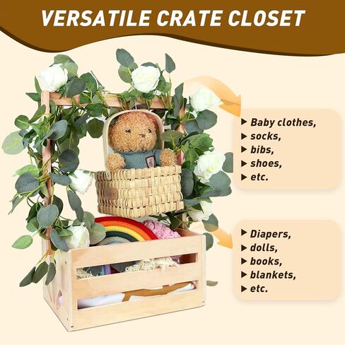 Wooden Baby Basket ,Baby Shower Basket with Handle,Baby Baskets for Baby Shower,Basket for Baby Shower Gifts,Welcome Baby Storage Crate Hamper for Newborn Boys Girls in Saudi Arabia
