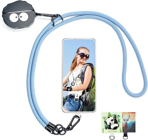 Cell Phone Lanyards Crossbody,Black Universal Phone Lanyard for Around The Neck,47 Inches Thick Rope Mobile Phone Case Charm Nylon Lanyard with Tether Patches, Keychain in Saudi Arabia