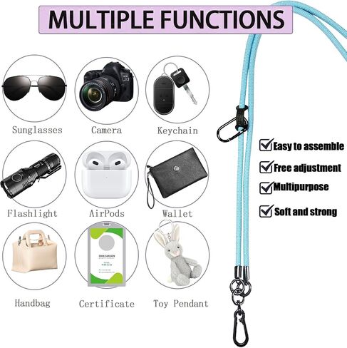 Cell Phone Lanyards Crossbody,Black Universal Phone Lanyard for Around The Neck,47 Inches Thick Rope Mobile Phone Case Charm Nylon Lanyard with Tether Patches, Keychain in Saudi Arabia