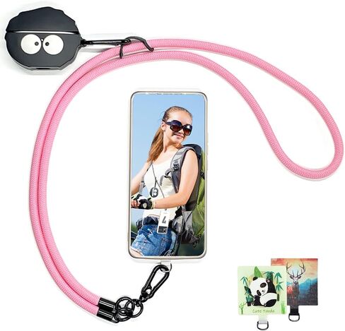 Cell Phone Lanyards Crossbody,Black Universal Phone Lanyard for Around The Neck,47 Inches Thick Rope Mobile Phone Case Charm Nylon Lanyard with Tether Patches, Keychain in Saudi Arabia