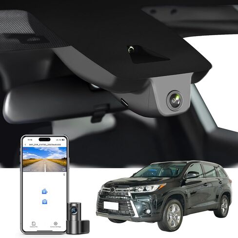 كاميرا أمامية 4K وخلفية 1080 بكسل مناسبة خصيصًا لسيارة Toyota Highlander & Hybrid Gen4 UX70 2020 2021 2022 2023 2024 (الطراز A)، XLE XSE Limited Platinum، مظهر OEM متكامل، تطبيق وواي فاي، بطاقة 128 جيجابايت in Saudi Arabia