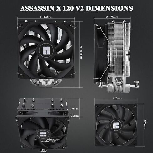 Thermalright Assassin X 120 V2 CPU Air Cooler, AX120 V2, 4 Heat Pipes, TL-C12B V2 PWM Quiet Fan CPU Cooler with S-FDB Bearing, Computer Heatsink Cooler, for AMD AM4 AM5/Intel 1700/1150/1151/1200 in Saudi Arabia