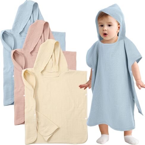 3 Pcs Hooded Baby Towels Cotton Soft and Absorbent Baby Bath Towel with Hood Baby Towels for Toddler Absorbent Hooded Baby Towels Poncho for Boys Girls in Saudi Arabia