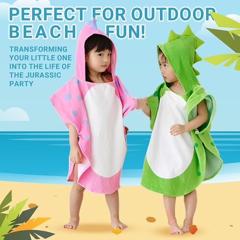 MICHLEY Cotton Baby Bath Towel with Hood Animal Pattern Poncho Towels for 0-4 Years, Green Dinosaur in Saudi Arabia