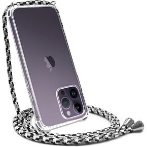 YESPURE for iPhone 14 Pro Max Crossbody Designed Case Adjustable Lanyard Strap Crystal Clear Soft TPU Shockproof Anti-Yellowing Protective Phone Case for iPhone 14 Pro Max - Purple