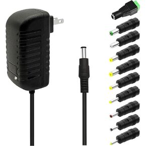 DC 12V 1.5A 1500mA Switching Power Supply AC DC Adapter 100-240V 50-60Hz AC to DC 12 Volt 1.5 Amp Power Adapter 5.5mm x 2.5mm/2.1mm DC Plug Connectivity (12Volt 1.5A Adapter with 10 sizes of Tips)