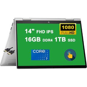 HP Envy x360 2-in-1 Copolit AI PC Laptop | 14" FHD IPS Multi-Touch | Intel 10-core 7 150U Processor (>i7-1355U) | 16GB DDR4 1TB SSD | Backlit Fingerprint USB-C Win11Pro Silver + HDMI Cable