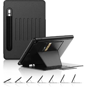 BLOSOMEET Magnetic Stand Case for iPad 9th/8th/7th Generation 10.2 Inch, Auto Sleep/Wake Cover with Pen Holder, Card Slot for iPad 10.2 2021/2020/2019,Black