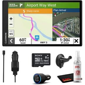 جهاز ملاح محمول Garmin RV 795 RV Navigator GPS للمركبات الترفيهية مع شاشة تعمل باللمس، وخرائط محملة مسبقًا مع بطاقة MicroSD سعة 8 جيجابايت، وحزمة سفر 6Ave ومجموعة تنظيف in Saudi Arabia