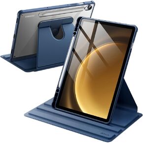 حافظة JETech دوارة لهاتف Samsung Galaxy Tab S9 FE 10.9 بوصة / S9 11 بوصة 2023 مع حامل قلم S، غطاء حامل واقٍ قابل للدوران 360 درجة، ظهر شفاف، استيقاظ/نوم تلقائي (أسود)