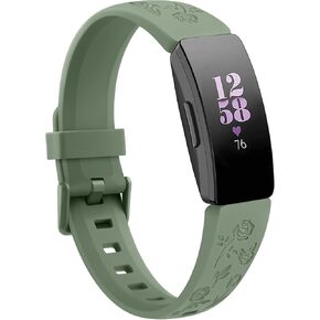 AK Floral Engraved Band Compatible with Fitbit Inspire 2 / Fitbit Inspire HR/Fitbit Inspire/Fitbit Ace 2 Bands Women, Sports Waterproof Straps for Fitbit Inspire HR Fitness Tracker
