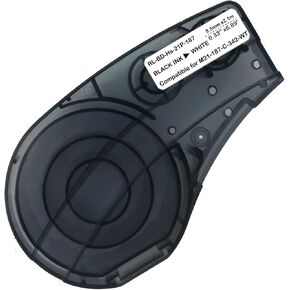بديل شريط الملصقات المتوافق لـ M21-187-C-342-WT-أسود على أبيض متوافق مع طابعات الملصقات BMP21-PLUS/LAB، عرض 0.33 بوصة، الطول 6.89 بوصة in Kuwait