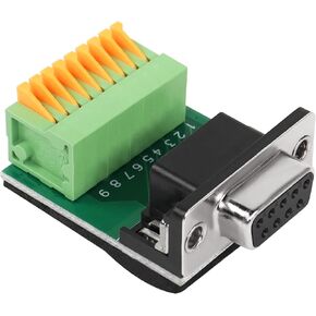 QIANRENON RS232 DB9 Quick Connect Solderless Adapter DB9 Female to 9 Pin Spring Terminal Crimp Connector, for Serial Communication Interface Devices(Female)