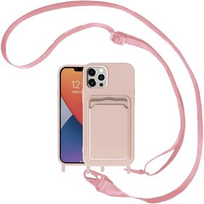 Case for iPhone 14 Pro Max with Crossbody Lanyard Strap Adjustable Cover with Card Holder Shockproof Drop Protection Silicone Phone Case for iPhone 14 Pro Max 6.7"-Purple