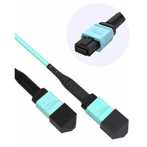 6FT MPO to MPO Fiber Cable, 10G OM3 MPO/MTP Fiber Patch Cable 12 Strand Type B LSZH Multimode for FTTH -6FT(1.8M