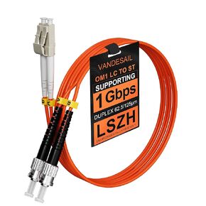 5 Pack LC to ST Multimode Fiber Patch Cable OM1, 1M Duplex MM Fiber Jumper 62.5/125µm LSZH for Fiber Optic Transceivers -1M(3FT) 5pack