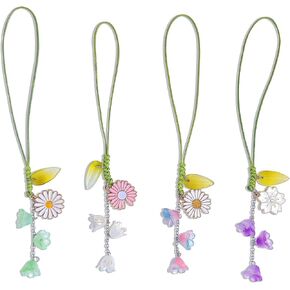 AGEN KGEN Cute Flower Phone Charms Straps Lily of the Valley Glass Crystal Phone Strap Charms PhoneCase Accessories for Women in Kuwait
