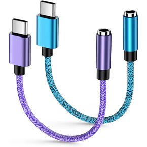 USB C Aux Audio Headphone Adapter for Samsung Galaxy A54 A24 A14 A13 S24 S23 A53 A03s S22 S21 S20 Plus/Ultra A23,Google Pixel 8 7, Type C to 3.5mm Female Earphone Jack Adapter 2 Pack Dongle Cable Cord