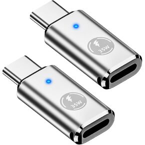 (2Pack) Lightning Female to USB C Male,USB C Female to iPhone Male, for iPhone 15 Series,iPhone 14,13,12,11,Galaxy S23/Note 20, Samsung Compatible Charging Support Data Transfer (Silver White)