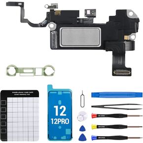 for iPhone 12 Ear Speaker Replacement Repair Kit OEM for iPhone 12 Pro New Front Earpiece Module with Proximity Sensor Ambient Light Sensor Part Fix Tool Kit A2172 A2402 A2403 A2404