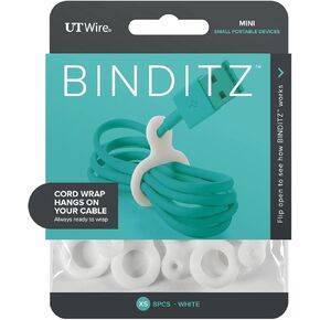 Attachable Binditz Silicon Cable Wrap for Home Kitchen Small Appliances Computer Hair Dryer Cords in White/Black Set of 36 Assorted Sizes (UTW-R36-01)
